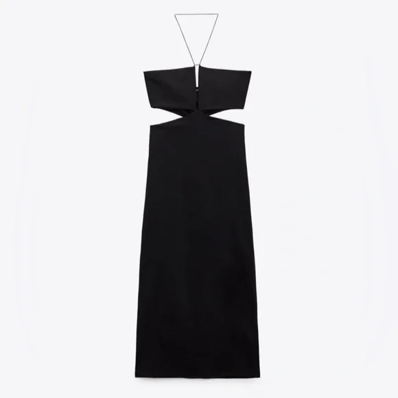ZARA GEOMETRIC CUT OUT MIDI DRESS- small - Picture 9 of 10